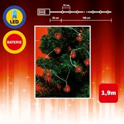 LED světelný mini řetěz, 1,9 m, 20 LED, červená