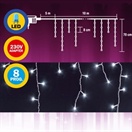 LED světelný závěs, 10 x 0,7 m, 200 LED, 8 programů, studená bílá