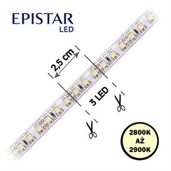 LED pásek 120LED/m, 3528, IP20, 2800 - 2900 K, bílá, 12V, metráž