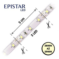 LED pásek 60LED/m, 3528, IP65, 2800 - 2900 K, bílá, 12V, 5m