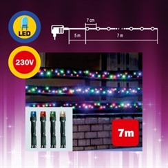 LED světelný řetěz, 7 m, 100 LED, barevná