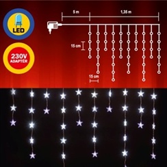 LED světelný závěs, 1,35 x 1,09 m, 50 hvězd