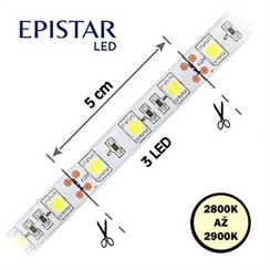 LED pásek 60LED/m, 5050, IP20, 2800 - 2900 K, bílá, 12 V, metráž