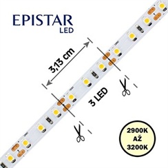 LED pásek 96LED/m, 3528, IP65, 2800 - 2900 K, bílá, 12V, metráž