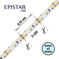 LED pásek 96LED/m, 3528, IP20, 6000 - 6500 K, bílá, 12V, metráž