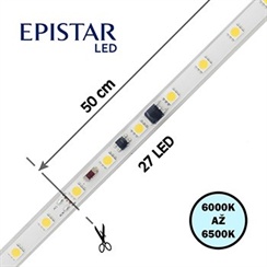 LED pásek 54LED/m, 5050, IP67, 6000 - 6500 K, bílá, 230V AC, metráž