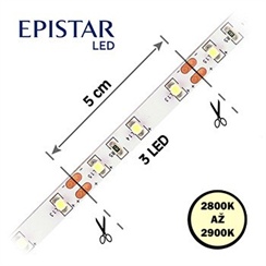 LED pásek 60LED/m, 3528, IP20, 2800 - 2900 K, bílá, 12V, š.8mm