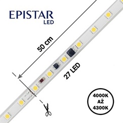 LED pásek 54LED/m, 5050, IP67, 4000 - 4300 K, bílá, 230V AC, metráž