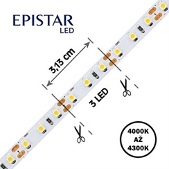 LED pásek 96LED/m, 3528, IP65, 4000 - 4300 K, bílá, 12V, metráž