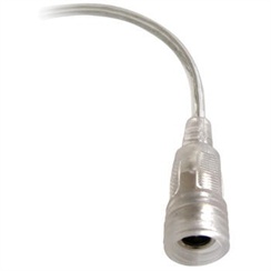 Napájecí kabel s konektorem DC 5,5 x 2,1mm, 1x zásuvka vodotěsná, 20cm čirý