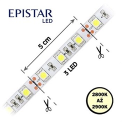 LED pásek 60LED/m, 5050, IP20, 2800 - 2900 K, bílá, 12V, metráž