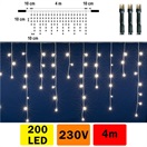 LED závěs, 4,0 x 0,7m, 200 LED, teplá bílá, spojovatelný sytém