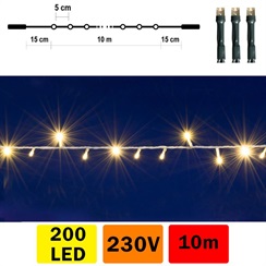 LED světelný řetěz, 10 m, 200LED, teplá bílá, spojovatelný