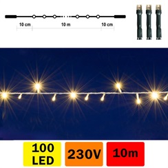LED světelný řetěz, 10m, 100 LED, teplá bílá, spojovatelný