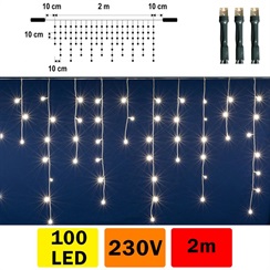 LED závěs, 2,0 x 0,7m, 100 LED, teplá bílá, spojovatelný sytém