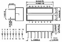 Plošná LED 3,81x19,05 mm, 40 mcd - žlutá