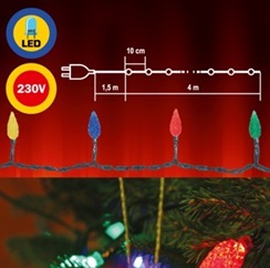 LED světelný řetěz, 4 m, 40 LED - šiška, barevná